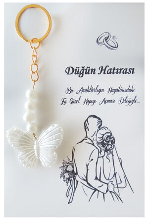 ANAHTARLIK KARTLI KELEBEK İNCİLİ SEDEFLİ PK:25