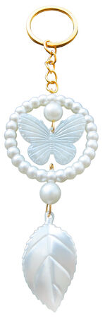 ANAHTARLIK KELEBEK HALKALI YAPRAKLI İNCİLİ SEDEFLİ