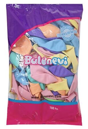 BALON DÜZ 12 İNC (MAKARON) KARIŞIK PK:100-KL:50