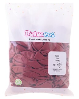 BALON DÜZ 12 İNC BORDO VİŞNE PK:100 KL:28 - Thumbnail