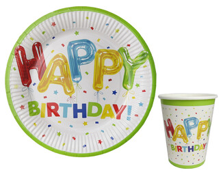 BARDAK HAPPY BIRTHDAY BALON KARTON 240GR 8 OZ PK:8 - Thumbnail