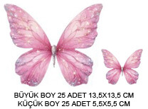 DEKORATİF SÜS İKİ BOY KELEBEK SET:25 ADET - Thumbnail