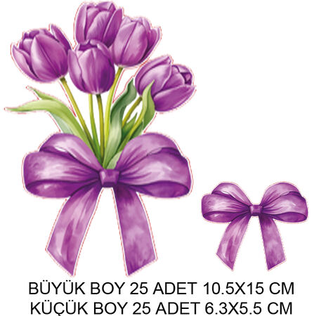 DEKORATİF SÜS İKİ BOY LALE FİYONK MOR SET:25 ADET