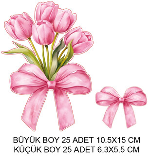 DEKORATİF SÜS İKİ BOY LALE FİYONK PEMBE SET:25ADET - Thumbnail