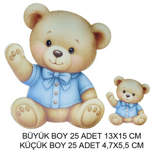 DEKORATİF SÜS İKİ BOY RETRO AYICIK SET:25 ADET - Thumbnail