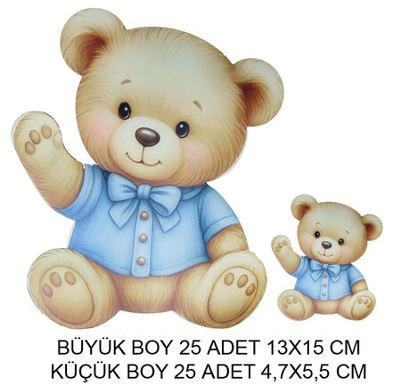 DEKORATİF SÜS İKİ BOY RETRO AYICIK SET:25 ADET