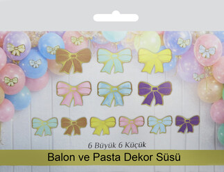 FİYONK DEKORATİF SÜS VARAKLI KAHVERENGİ SET:12ADET - Thumbnail