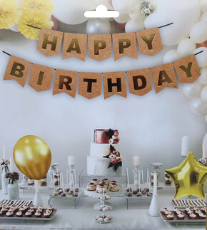 FLAMA HAPPY BIRTHDAY SET NATUREL KRAFT PK:1 KL:300 - Thumbnail