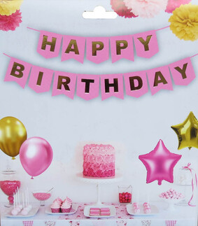 FLAMA HAPPY BIRTHDAY SET PEMBE PK:1 KL:300 - Thumbnail