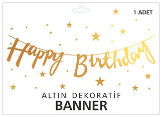 ACARSÜS, ACAR SÜS, Acar Süs - FLAMA HAPPY BRITHDAY METALİZE ALTIN PK:1 KL:300