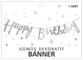 ACARSÜS, ACAR SÜS, Acar Süs - FLAMA HAPPY BRITHDAY METALİZE GÜMÜŞ PK:1 KL:300