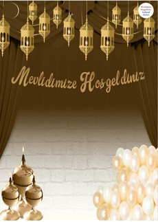 FLAMA MEVLİDİMİZE HOŞGELDİNİZ SET ALTIN PK:1 - Thumbnail
