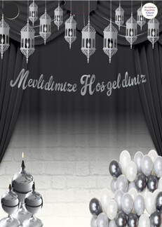 FLAMA MEVLİDİMİZE HOŞGELDİNİZ SET GÜMÜŞ PK:1 - Thumbnail