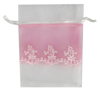 ELITETIME, ACARSÜS, ACAR SÜS, Acar Süs - KESE ORGANZE ÜSTÜ SATEN TÜLLÜ PEMBE 9x14 PK:20
