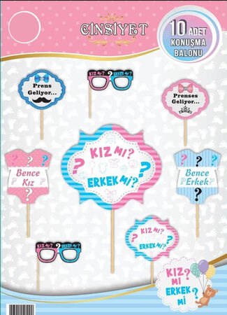 KONUŞMA BALONU CİNSİYET BELİRLEME 10 LU SET PK:10