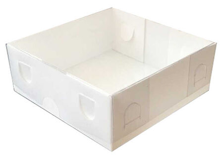 KUTU NATUREL BEYAZ KAĞIT ve ASETAT 9x9x3 CM PK:50