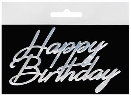 PASTA ÖNÜ SÜSÜ PLEKSİ HAPPY BIRTHDAY GÜMÜŞ PK:10 