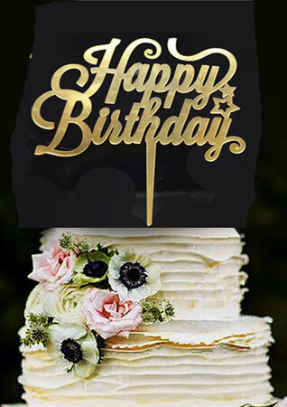 PASTA SÜSÜ PLEKSİ HAPPY BIRHDAY ALTIN PK:10 KL:100