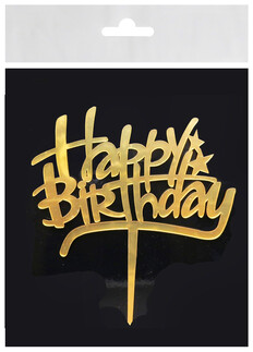 ACARSÜS, ACAR SÜS, Acar Süs - PASTA SÜSÜ PLEKSİ HAPPY BIRHDAY ALTIN PK:10 KL:100