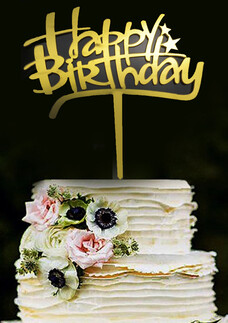 PASTA SÜSÜ PLEKSİ HAPPY BIRHDAY ALTIN PK:10 KL:100 - Thumbnail