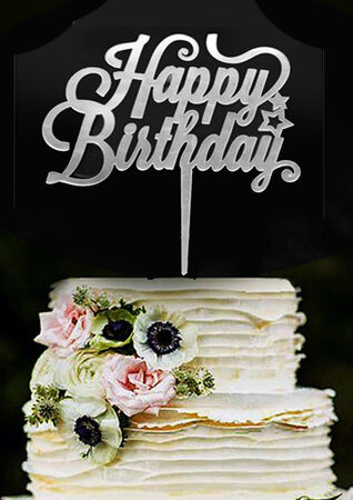 PASTA SÜSÜ PLEKSİ HAPPY BIRHDAY GÜMÜŞ PK:10 KL:100