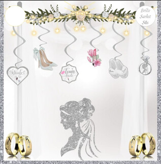 ACARSÜS, ACAR SÜS, Acar Süs - SÜS SARKIT BRIDE TO BE 6 LI SET GÜMÜŞ PK:6 KL:300