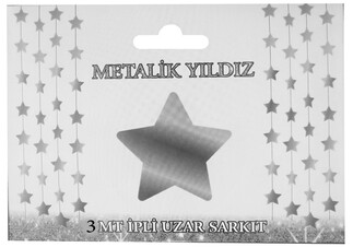 SÜS SARKIT YILDIZ METALİZE PARLAK 24 LÜ SET GÜMÜŞ - Thumbnail