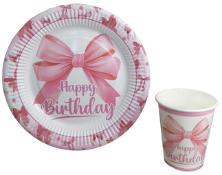 TABAK FİYONK HAPPY BIRHDAY KARTON 300 GR 23CM PK:8 - Thumbnail