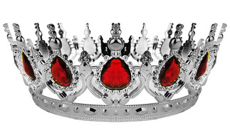 ELITETIME, ACARSÜS, ACAR SÜS, Acar Süs - TAÇ PLASTİK GÜMÜŞ PASTA SÜSÜ TAŞLI KIRMIZI PK:1