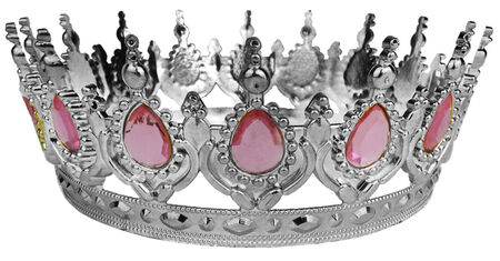 TAÇ PLASTİK GÜMÜŞ PASTA SÜSÜ TAŞLI PEMBE PK:1