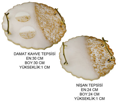 TEPSİ EPOKSİ DAMAT KAHVE SET ALTIN PK:2