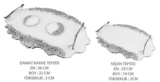 TEPSİ EPOSİ TAŞLI OVAL DAMAT KAHVE SETİ GÜMÜŞ PK:2 - Thumbnail
